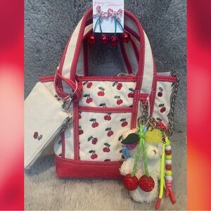 cherry mini tote & earrings bundle